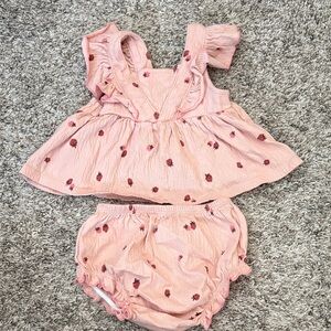 Adorable Pink strawberry baby Matching Set